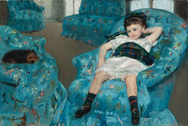 Little Girl in a Blue Armchair - Unique Artworks Collection