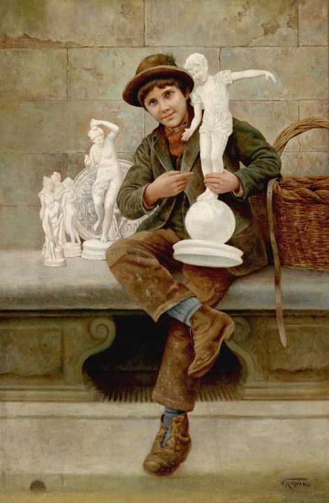 The sculpture seller - Unique Artworks Collection - Paintings & Prints,  People & Figures, Portraits, Other Portraits - ArtPal