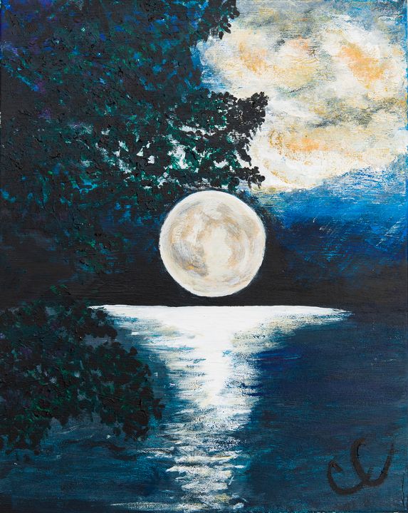 Moon Over Water Courtneylainecole Paintings Prints Landscapes Nature Beach Ocean Other Beach Ocean Artpal