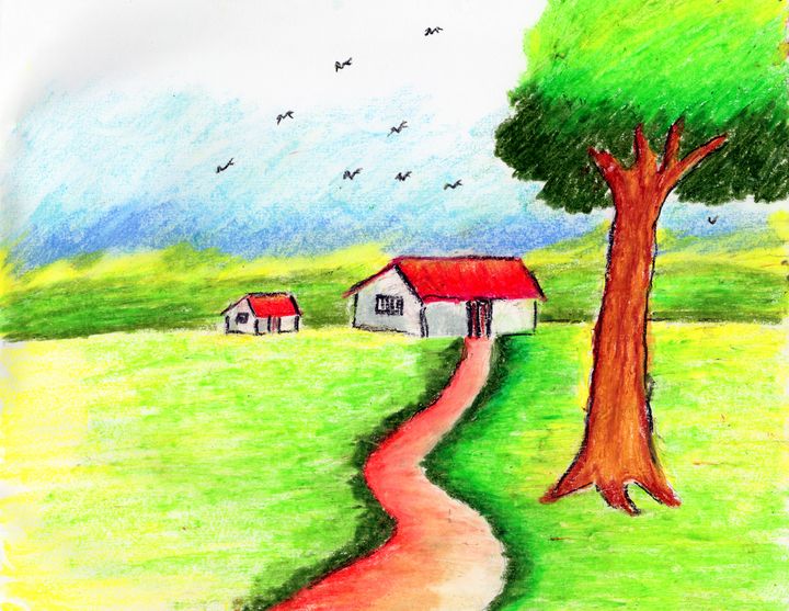 Village Scene #1 Drawing by Shaktiraj Jadeja - Fine Art America