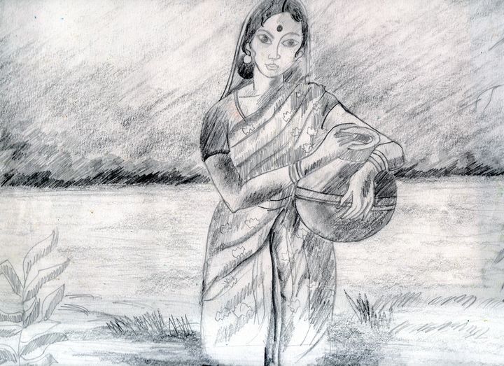 villagewoman #villagegirl... - Pencil Sketch Drawing | Facebook