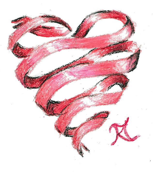 heart drawings with ribbon