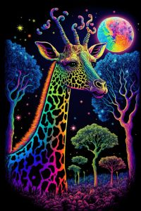 Colorful Trippy Psychedelic Giraffe - Designs by Dizzle