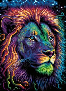 Colorful Trippy Psychedelic Lion - Designs by Dizzle