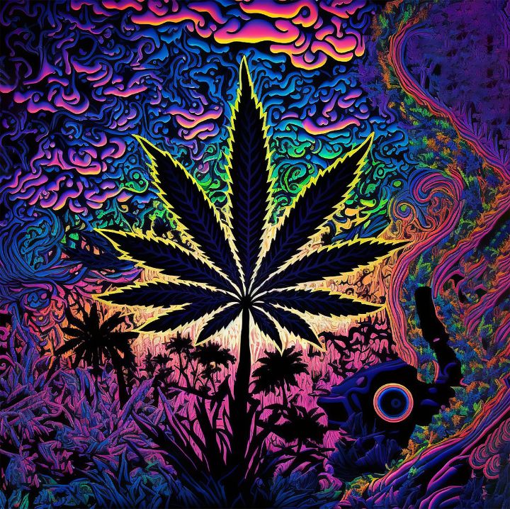 Bright Colorful Psychedelic Pot Leaf - Designs by Dizzle - Digital Art ...