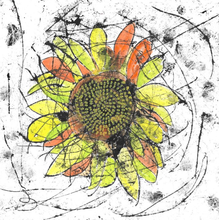 Original Monoprint Color Study Floral Painting on Paper Original Monoprint Color Study Floral Painting on Paper
