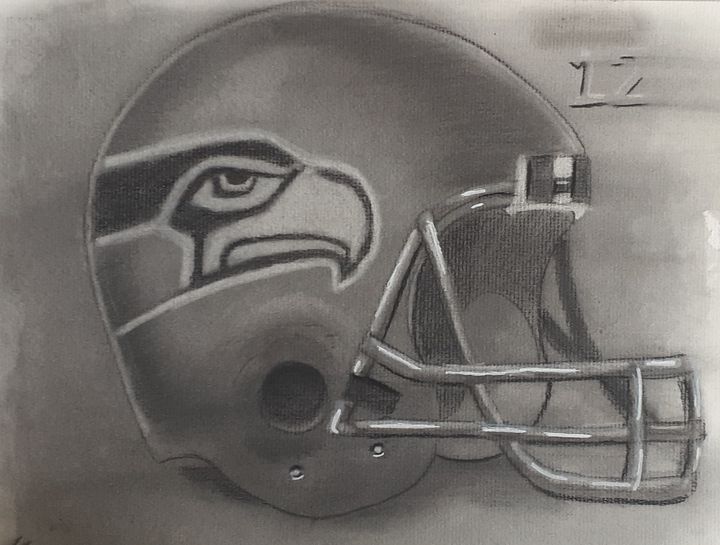football helmet drawing seahawks