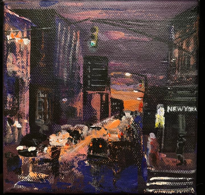 Night City Painting online City Art Original Art Cityscape Painting Oil Painting on Canvas 7 by 10 Artwork by Iryna Syrota