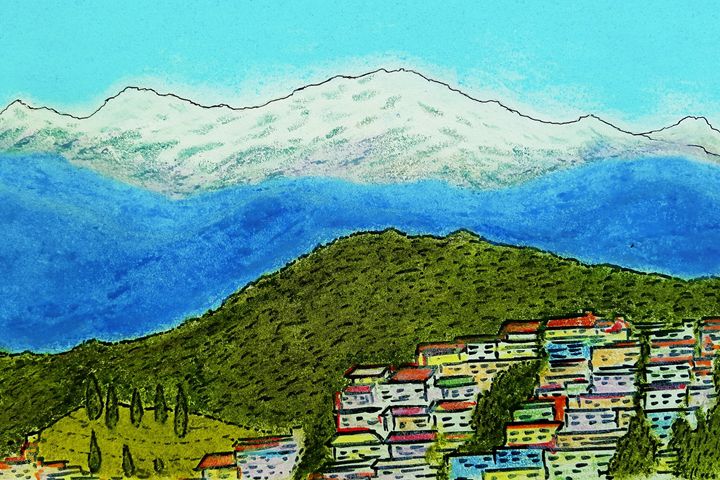 snowy peaks from hill station  Amitava0112  Drawings  Illustration  Landscapes  Nature Mountains  ArtPal
