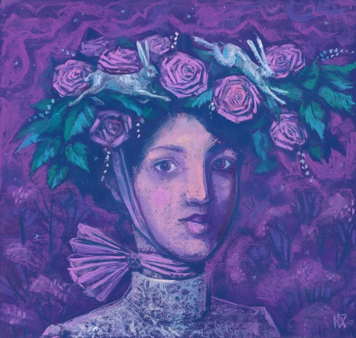 Midsummer Hat, Fantasy Lady Portrait - Julia Khoroshikh