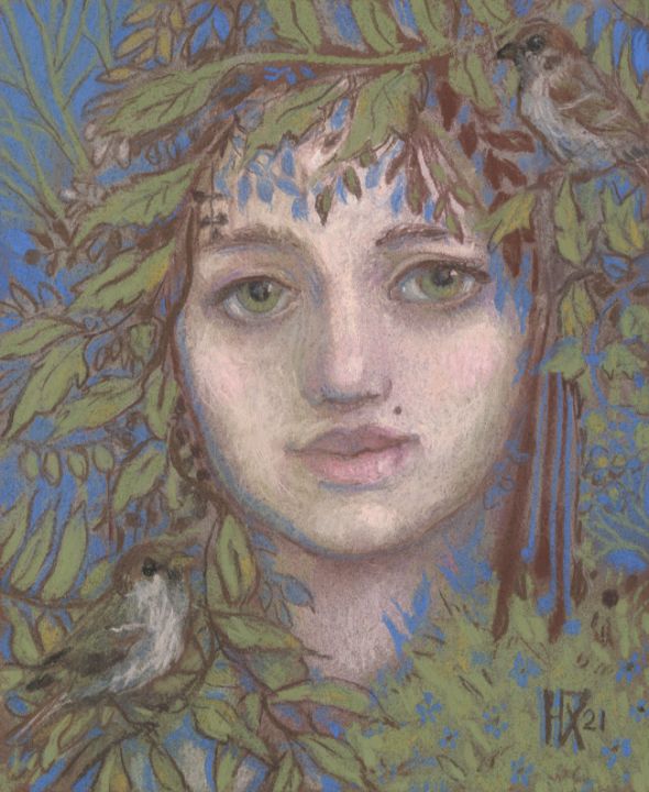 Sparrow Lady, Fantasy Portrait - Julia Khoroshikh