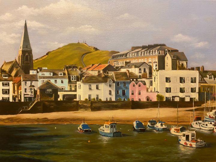 Ilfracombe Harbour Scene - Paul Whitehead. Art works in oil