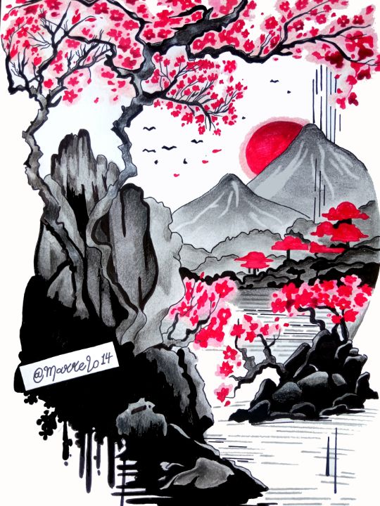 traditional Japanese painting - Marrelo14 - Paintings & Prints, Landscapes  & Nature, Forests, Rainforest & Jungle - ArtPal