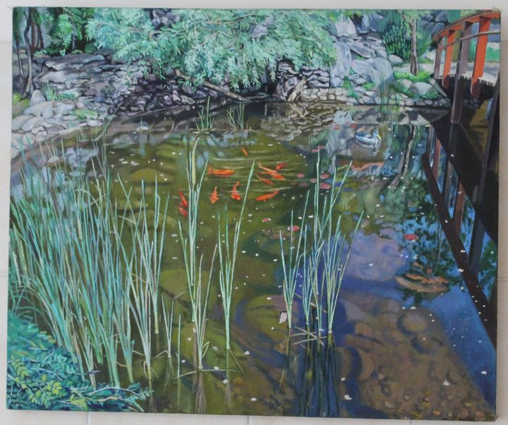 The Goldfish Pool at Abakan Victor Mochalov Paintings Prints