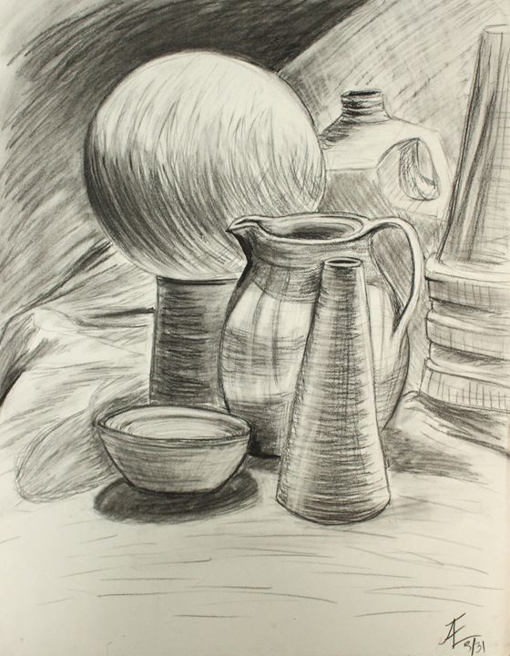 Still Life Study - Ashley Burriss Art - Drawings & Illustration, Still Life,  Tableware, Other Tableware - ArtPal
