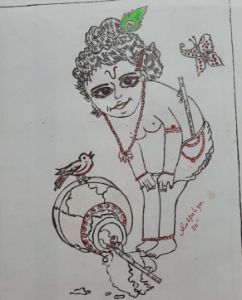 அட ஸடலஷ லடடல கரஷண KidsTalentCorner  Stylish Little  Krishna drawn by a kid  Vikatan