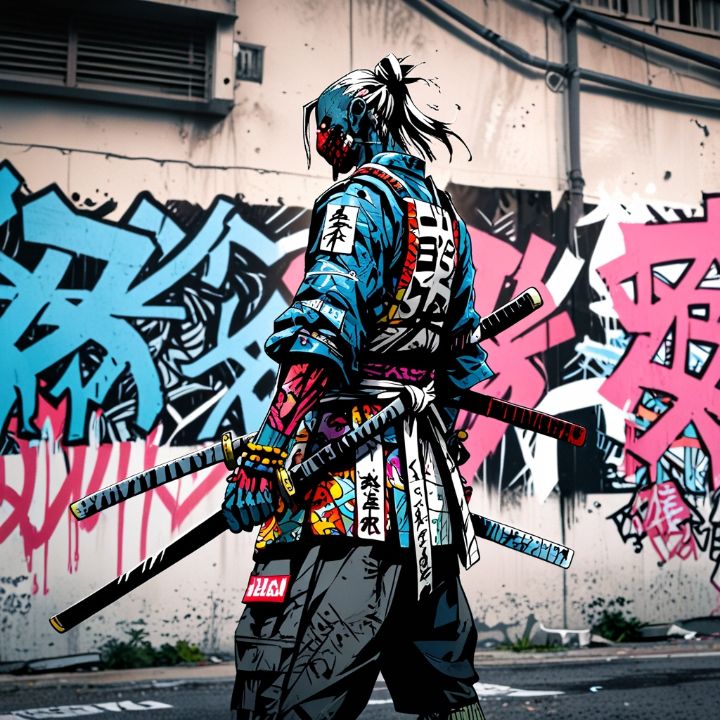 Graffiti Samurai Art - KtpDsgn - Digital Art & AI, Ethnic