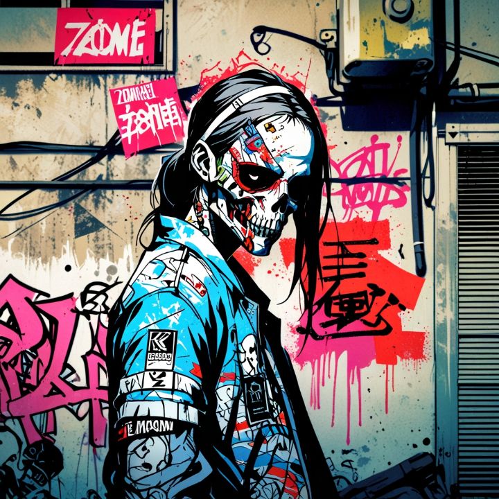 Zombie Rocker Graffiti Futuristic Zombie Graffiti - KtpDsgn - Digital Art & AI, Ethnic ...