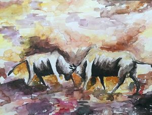Bull fight painting