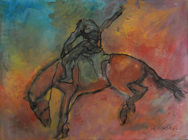 Bucking Rodeo Horse - Timeless Art On Canvas