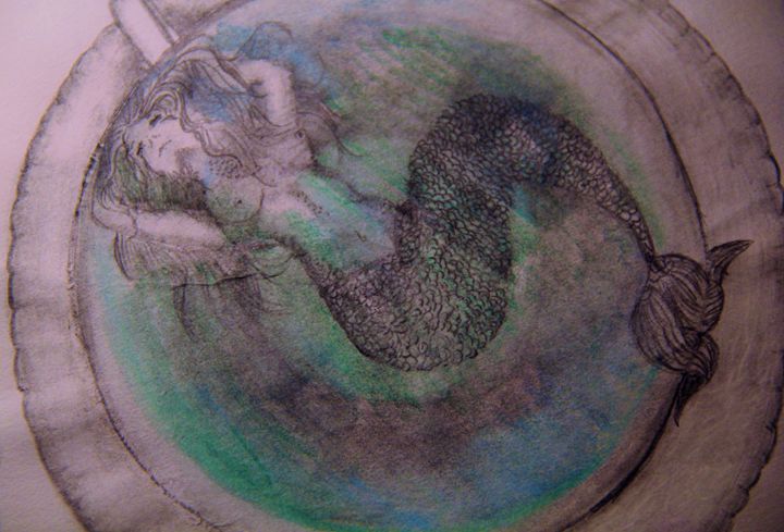 Mermaid in tea cup - Anna Poh Art