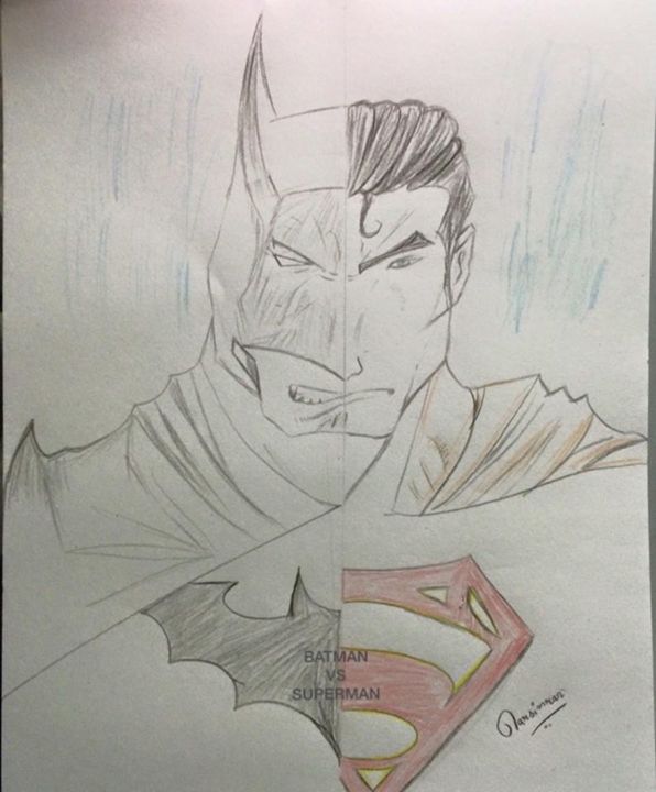 batman vs superman drawing