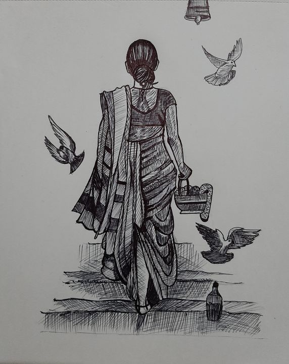 Indian lady Graphite drawing : r/drawing