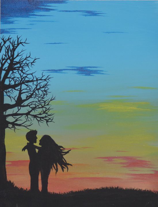 love silhouette painting