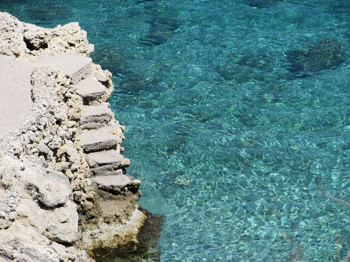 Stone Staircase in Water - greece on canvas