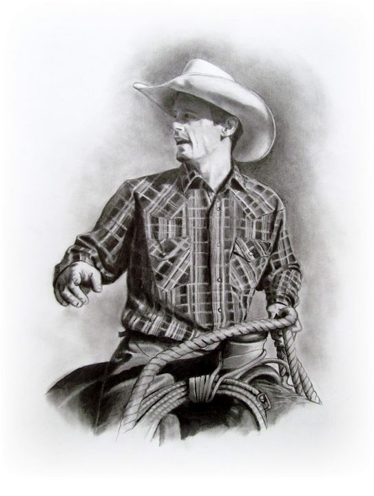 Old cowboy with a hat portrait digital sketch Vector Image