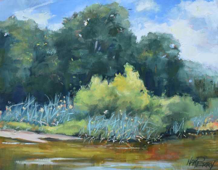 Flags in Ellison Pond - NanPerryArt - Paintings & Prints, Landscapes ...