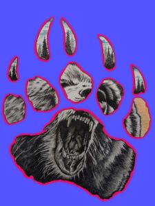 Angry Black Bear Purple Background - Rockin Native Art