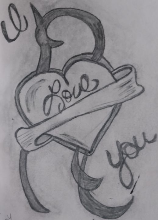 i love you sketch drawing