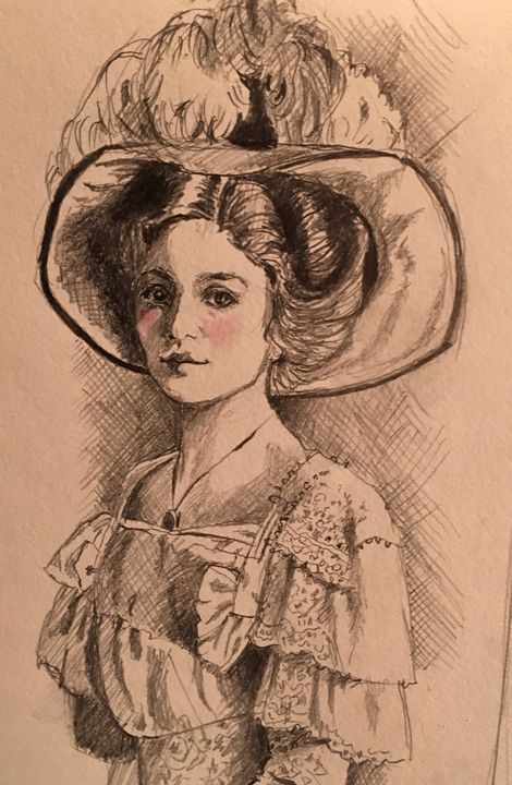 vintage lady drawing