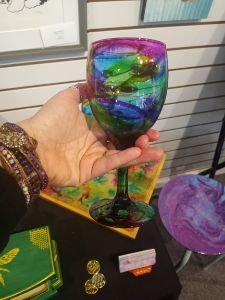 Rainbow wine glass - The Melting Empourium Art by Crystal Roser