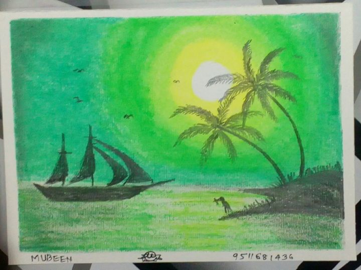 How to draw easy day and night painting__ easy poster painting __ coconut  tree drawing - video Dailymotion