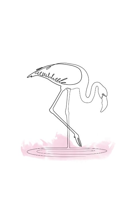Pink Flamingo - minimal one line art - SJ art - Digital Art, Animals,  Birds, & Fish, Birds, Flamingo - ArtPal