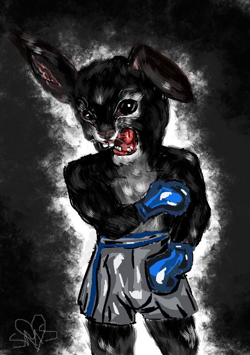 Bunny Punch - SMS Creations - Digital Art, Humor & Satire, Animals - ArtPal