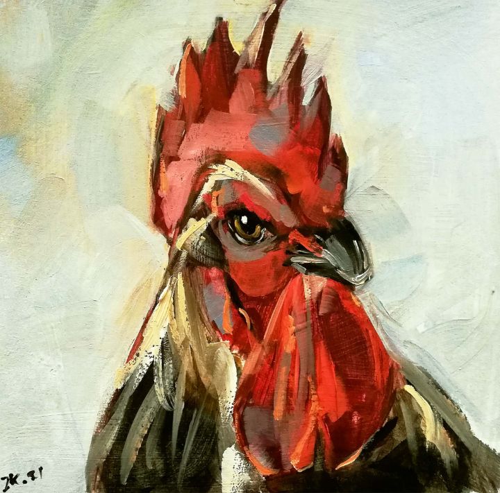 Rooster Chicken original selling oil painting animal art