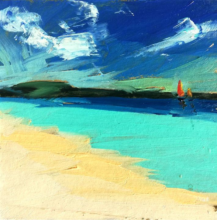 Beach Painting Ocean Original art - Zhanna Kan - Paintings & Prints ...