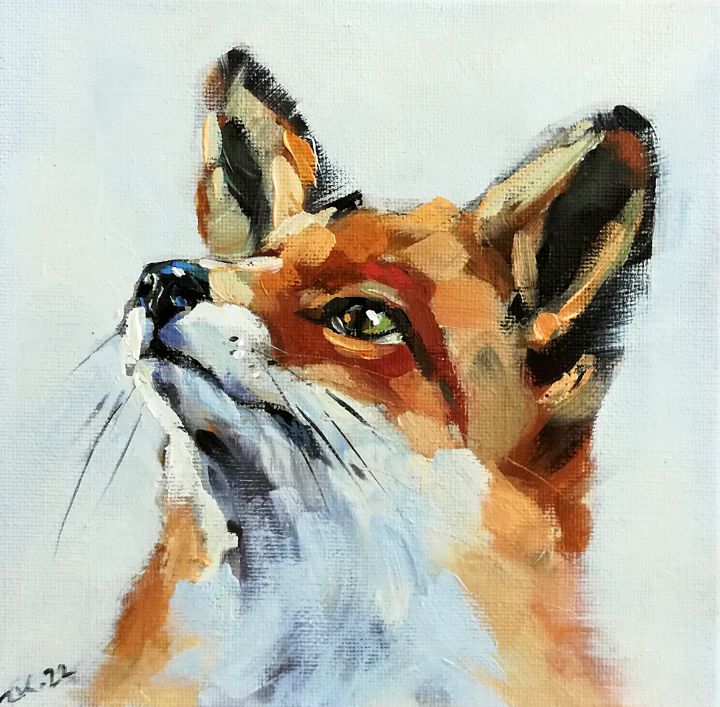 Fox Oil Painting Original Animal Art - Zhanna Kan - Paintings & Prints ...