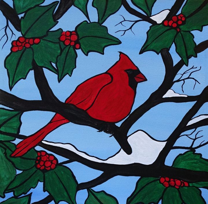 Winter Cardinal - Blue Horse Fine Art Co. - Paintings & Prints, Animals,  Birds, & Fish, Birds, Cardinals - ArtPal