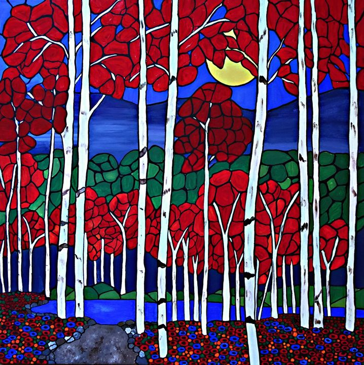 Red Trees Her painted canvas Paintings & Prints, Landscapes