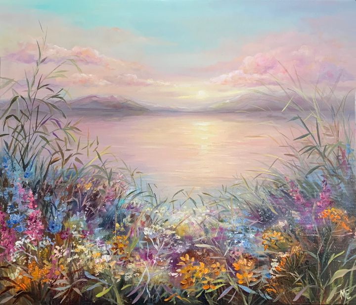 Pink dawn on the lake - Elena Artstyle