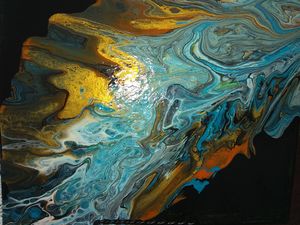 Beautiful Pour Cell Painting 8x10