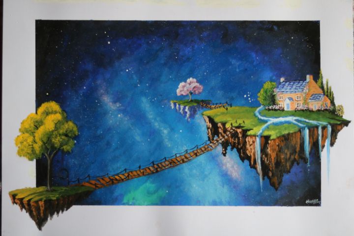 fantasy floating Island . - Hansa Kashyap - Paintings & Prints