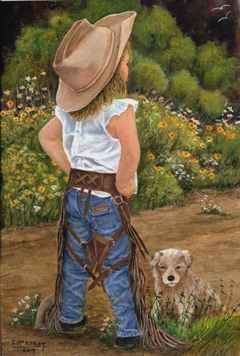 little cowgirl - wildlife in watercolor