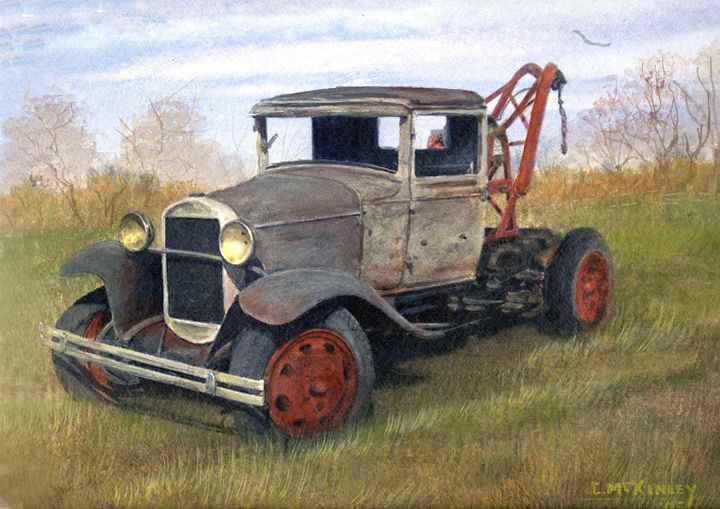 The Old Wrecker - wildlife in watercolor