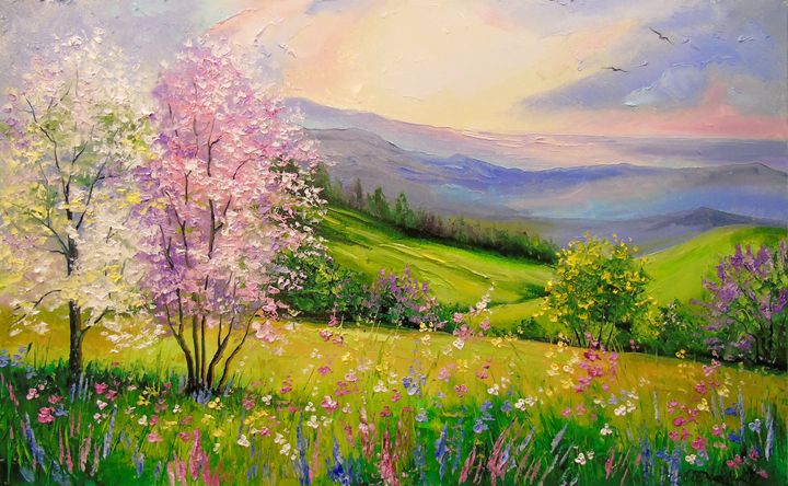 絵画 Spring in the Valley 絵画 Spring in the valley THE VALLEY IN SPRING - Beautiful
