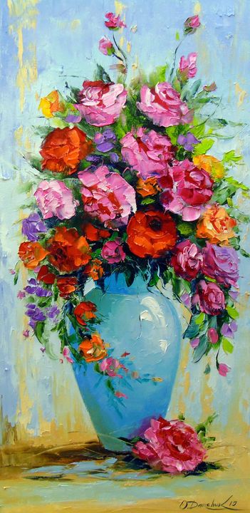 Bouquet of roses in a vase - Olha Darchuk - Paintings & Prints